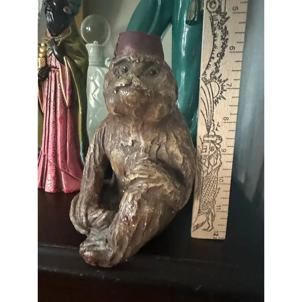 Vintage Gargoyles Studio chalkware monkey candle holder gothic chinoserie 7”